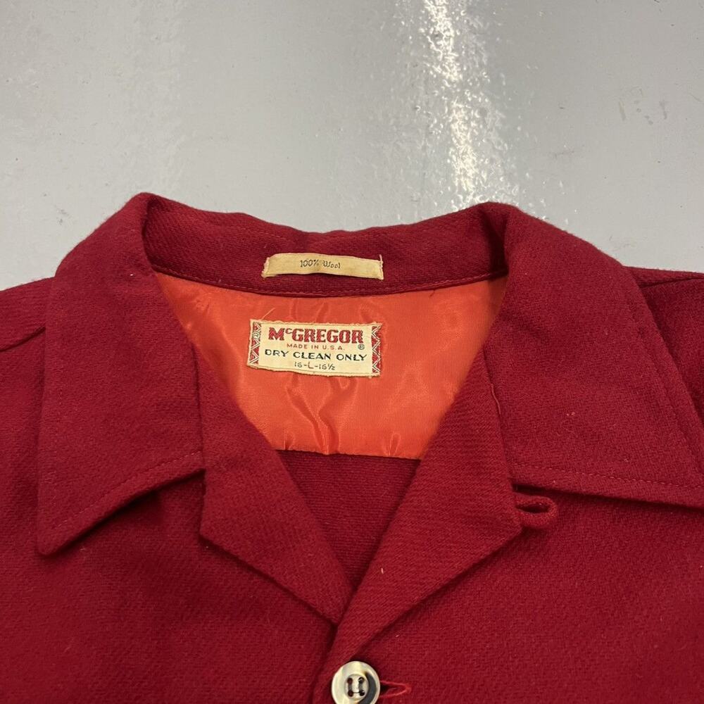 Vintage 50s McGregor Red Wool Loop Collar Shirt - Picture 3 of 3